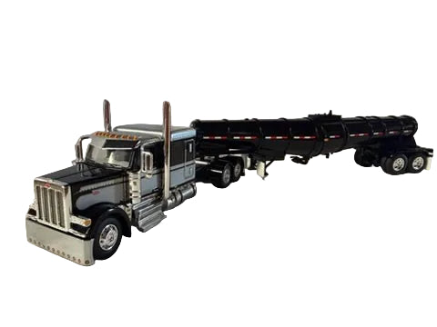 DCP by First Gear 1/64 Peterbilt 589 63" Flat Top Sleeper with Polar Deep Drop Tank Trailer – Black | Part #60-2262