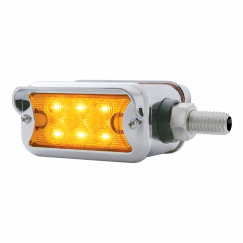 6 LED Dual Function Straight Mount Double Face Light w/ Horizontal Visor - Amber LED/Amber Lens