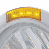 Stainless Steel Bullet Half Moon Headlight H4 w/ 10 Amber LED & Signal - Amber Lens
