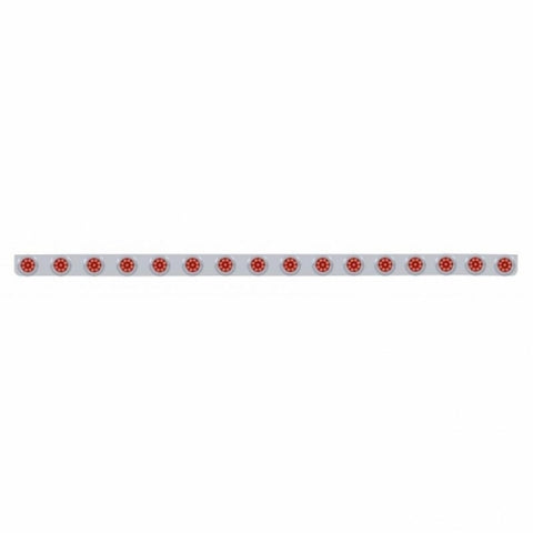 79-1/2" SS Bumper Light Bracket w/16X 9 LED 2" Reflector Lights & Bezels -Red LED & Lens