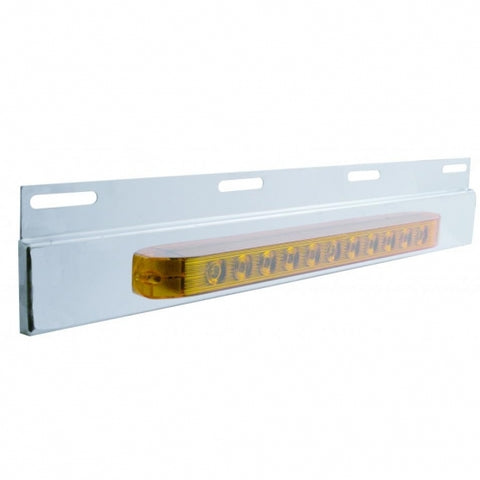 Stainless Top Mud Flap Plate w/ 11 LED 17" Light Bar - Amber LED/Amber Lens