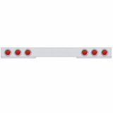 Chrome 1 Piece Rear Light Bar w/ Six 7 LED 4" Reflector Lights & Bezels - Red LED/Red Lens