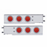 3 3/4" Bolt Pattern Deluxe Stainless Spring Loaded Light Bar w/ Six 7 LED 4" Reflector Light & Visors - Red LED/Red Lens