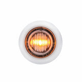Peterbilt Stainless Front Air Cleaner Bracket w/ Twenty Two 3 LED Mini Lights & Stainless Bezels - Amber LED/Clear Lens