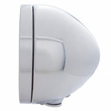 Stainless Steel Bullet Classic Headlight H4 w/ 10 Amber LED & Dual Mode LED Signal - Amber Lens