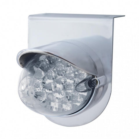 Stainless Light Bracket w/ 19 LED Reflector Light & Visor - Amber LED/Clear Lens