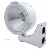 Stainless Steel Classic Half Moon Headlight H4 Bulb & LED Turn Signal - Clear Lens