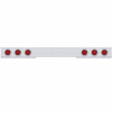 Stainless 1 Piece Rear Light Bar w/ Six 36 LED 4" Lights & Bezels - Red LED/Red Lens