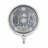 Stainless "GUIDE" Headlight w/ No Turn Signal - 6 Amber Auxiliary LED 7" Crystal H4 Bulb