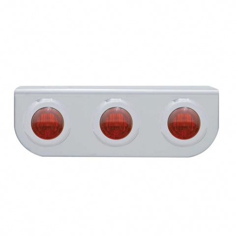 Stainless Light Bracket w/ Three 3 LED Mini Lights - Red LED/Red Lens