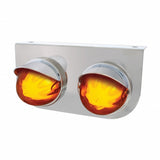Stainless Light Bracket w/ Two 9 LED Dual Function "GLO" Watermelon Lights & Visors - Amber LED/Amber Lens