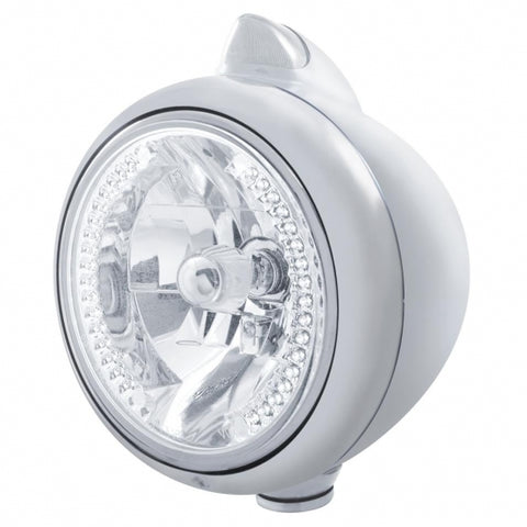 Chrome Guide 682-C Headlight H4 w/ White LED & Original Style LED Signal - Clear Lens