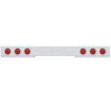 Stainless 1 Piece Rear Light Bar w/ Six 7 LED 4" Reflector Lights & Visors - Red LED/Red Lens