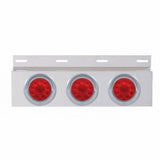 Stainless Top Mud Flap Plate w/ Three 10 LED 4" Lights & Visors - Red LED/Red Lens