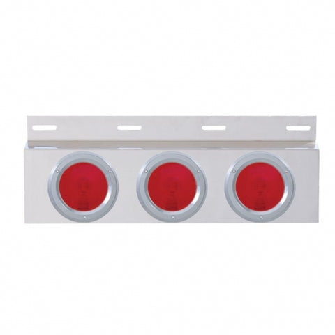 Stainless Top Mud Flap Plate w/ Three 4" Lights & Bezel - Red Lens