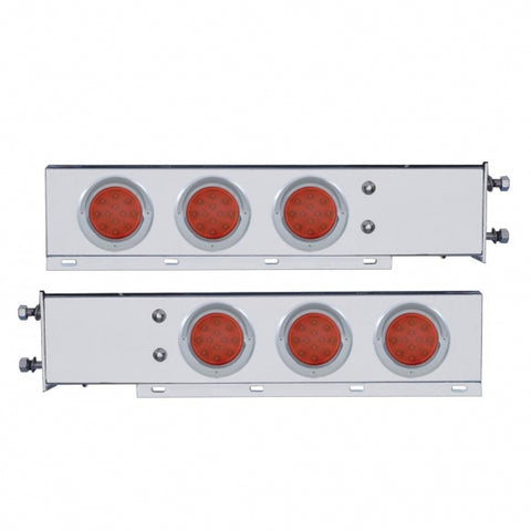 3 3/4" Bolt Pattern Chrome Spring Loaded Light Bar w/ Six 12 LED 4" Reflector Light