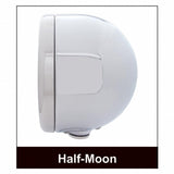 Stainless Steel Classic Half Moon Headlight H6024 Bulb & LED Turn Signal - Amber Lens