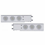 3 3/4" Bolt Pattern Deluxe Stainless Spring Loaded Light Bar w/ Six 7 LED 4" Reflector Light & Visors - Red LED/Clear Lens