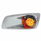 Kenworth T660 Front Bumper Light Bezel w/ 17 LED Clear Style Reflector Light & Visor (Driver) - Amber LED/Amber Lens
