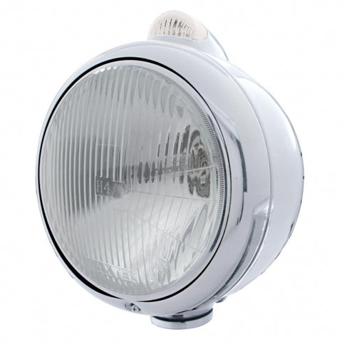 Chrome Guide 682-C Headlight H4 & Dual Mode LED Signal - Clear Lens