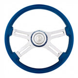 18" 4 Spoke Steering Wheel With Color Matching Horn Bezel - Electric Blue