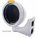 Stainless Steel Classic Headlight No Bulb w/ LED Turn Signal - Amber LED/Amber Lens