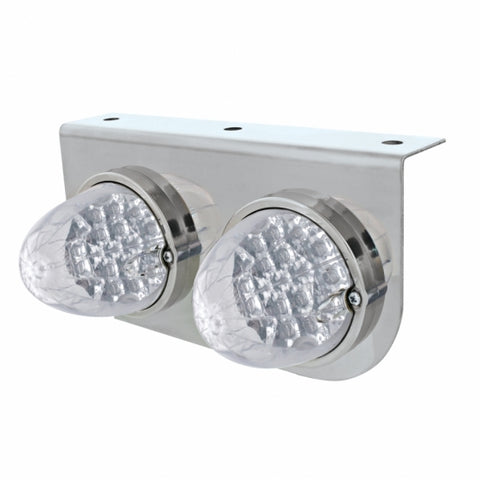 Stainless Light Bracket w/ Two 19 LED Reflector Lights - Amber LED/Clear Lens
