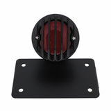 Motorcycle LED "Bobber" Style Horizontal Tail Light w/Black Grille Bezel-Red Lens
