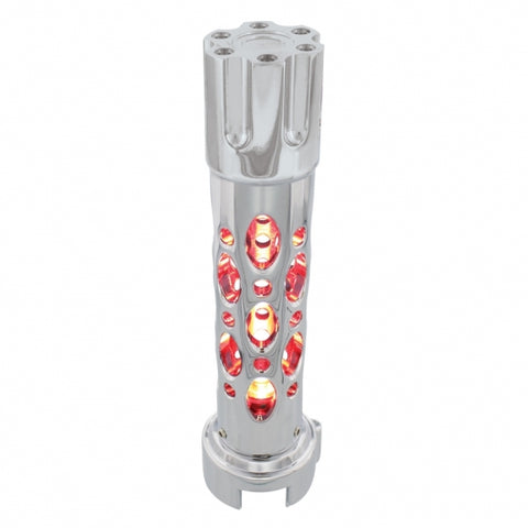 LED "Austin" Gun Cylinder Gearshift Knob w/ Adaptor for 13/15/18 Speed - Red