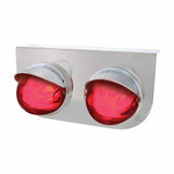 Stainless Light Bracket w/ Two 9 LED Dual Function "GLO" Watermelon Lights & Visors - Red LED/Red Lens