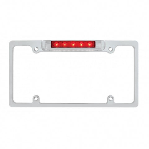 Chrome Deluxe LED License Plate Frame - Red LED Third Brake Light