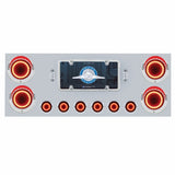 Stainless Rear Center Panel w/ 23 LED 4" & 9 LED 2" Mirage Light & Grommet - Red LED/Red Lens