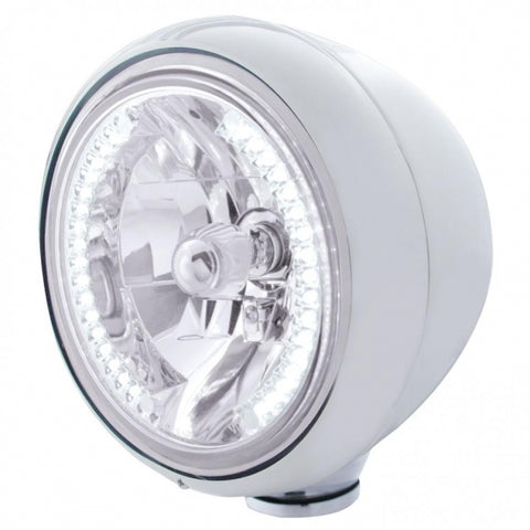 Stainless Steel Guide 682-C Style Headlight H4 Bulb w/ 34 White LED