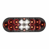 6” Oval Combo Light with 14 LED Stop, Turn & Tail Light & 16 LED Back-Up Light - Red LED/Clear Lens