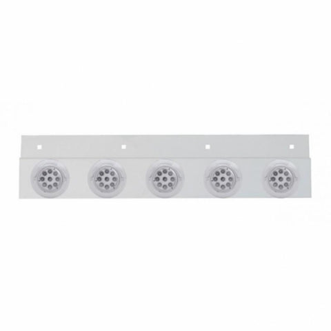 Stainless Top Mud Flap Plate w/ Five 9 LED 2" Reflector Lights & Visors - Red LED/Clear Lens