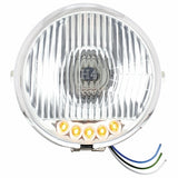 Chrome 5 3/4" Motorcycle Headlight H4 Bulb w/5 Amber LED - Side Mount