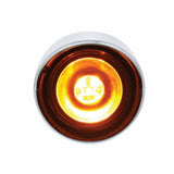 Peterbilt Stainless Front Air Cleaner Bracket w/ Twenty Two 3 LED Mini Lights & Visors - Amber LED/Amber Lens