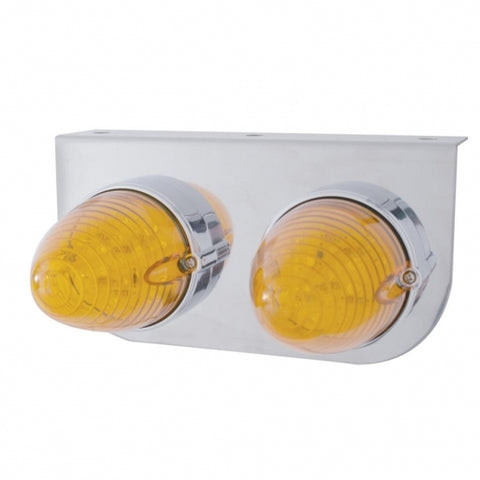 Stainless Light Bracket w/ Two 19 LED Beehive Lights - Amber LED/Amber Lens