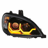 "Blackout" Freightliner Columbia Projection Headlight With Dual Function Amber LED Light Bar
