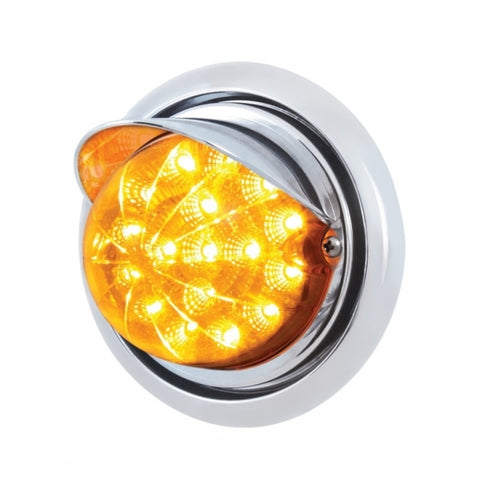 Freightliner Columbia Front Bumper Light w/ 17 LED Dual Function Clear Style Reflector Light & Visor - Amber LED/Amber Lens