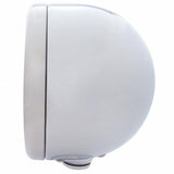 Stainless Steel Classic Half Moon Headlight H4 w/ White LED & Signal - Clear Lens