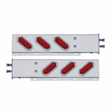 2 1/2" Bolt Pattern Stainless Spring Loaded Light Bar w/ 6 Oval 10 LED Lights & Visors - Red LED/Red Lens