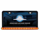 Black License Frame with 19 LED 12" Reflector Light Bar - Amber LED/Amber Lens