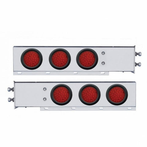2 1/2" Bolt Pattern Chrome Spring Loaded Light Bar w/ Six 36 LED 4" Lights & Grommets - Red LED/Red Lens
