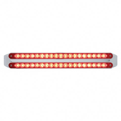 Dual 19 LED 12" Reflector Stop, Turn & Tail Light Bars - Red LED/Red Lens