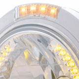 Stainless Steel Bullet Classic Headlight H4 w/ Amber LED & Dual Mode LED Signal - Clear Lens