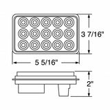 15 LED Rectangular Stop, Turn & Tail Light - Red LED/Red Lens
