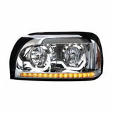 Freightliner Century Chrome Headlight w/ LED Turn Signal & Light Bar