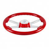 18" 4 Spoke Steering Wheel With Color Matching Horn Bezel - Indigo Red