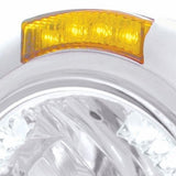 Stainless Steel Classic Headlight H4 w/34 White LED & Signal - Amber Lens